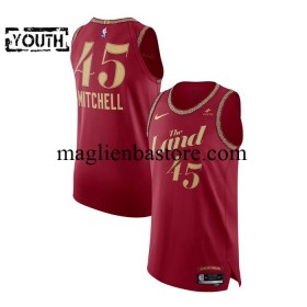 Maglia NBA Cleveland Cavaliers Donovan Mitchell 45 2023-2024 Nike City Edition Rosso Swingman - Bambino
